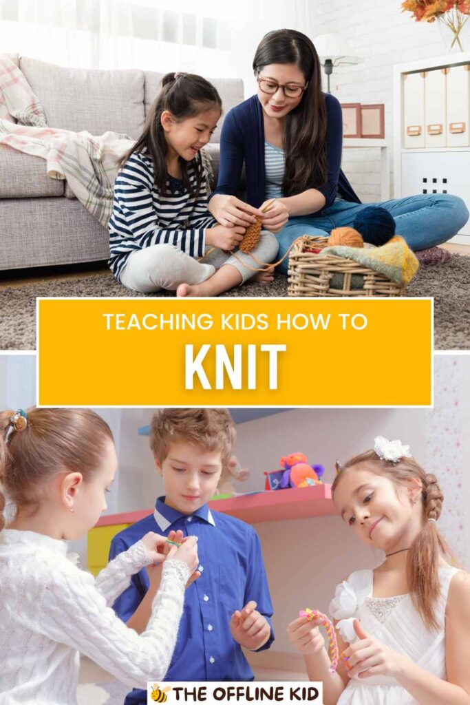 knitting for kids pin