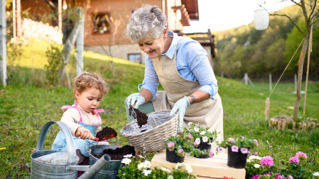 small garden with kids