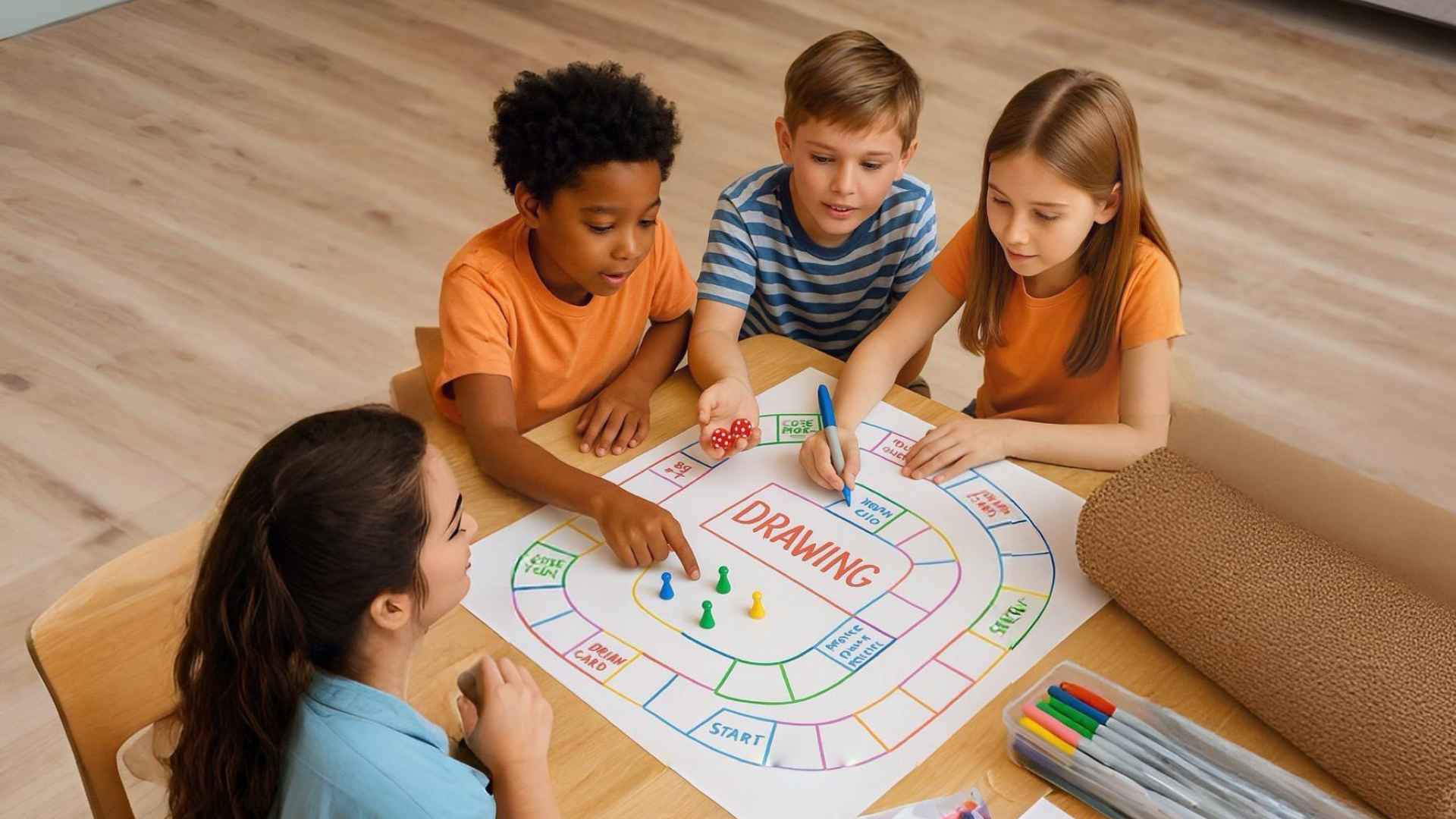 Children playing a card game together