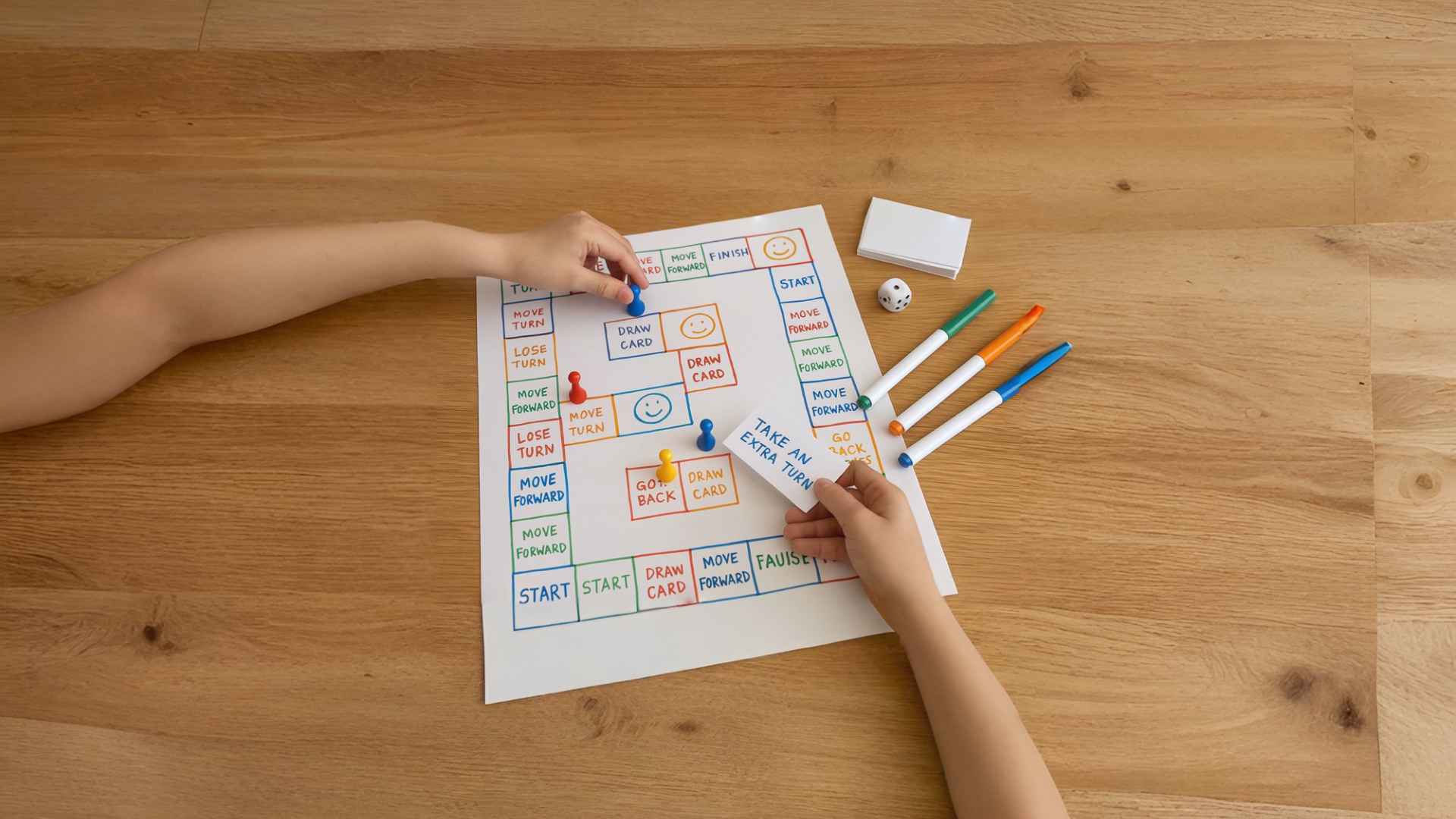 Parent and two kids sitting on the floor doing a screen free puzzle instead of watching a screen